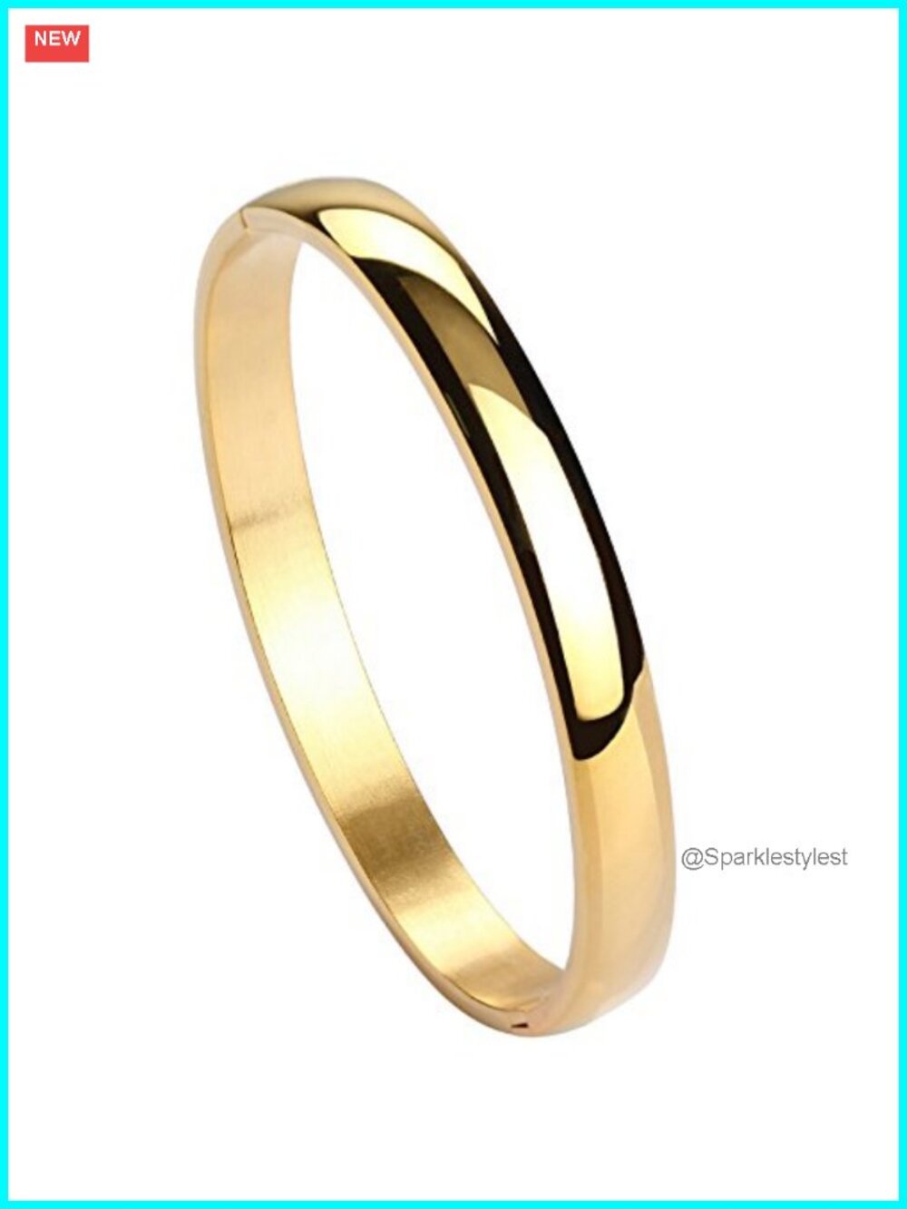 Stainless Steel Oval Bangle Bracelet Polished Finish Cuff Hidden Clasp